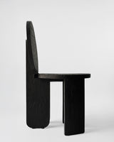 Chair 00, angled view four, black satin teak dining chair
