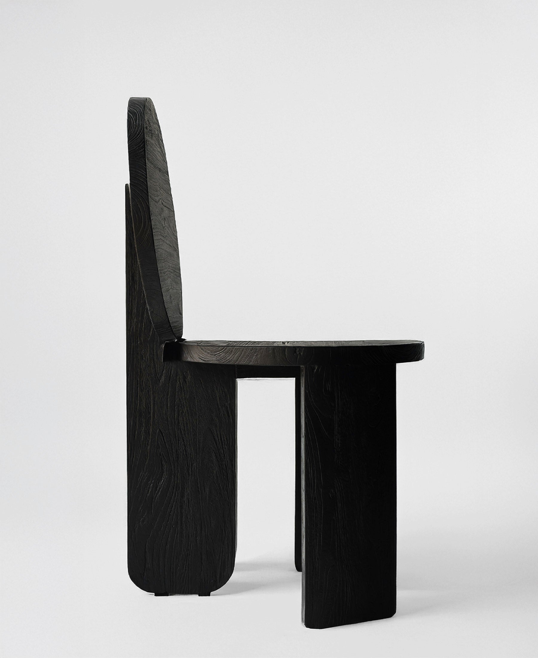 Chair 00, angled view four, black satin teak dining chair