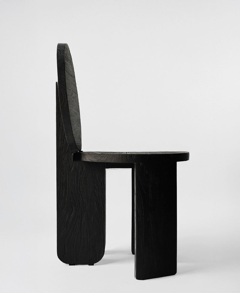 Chair 00, angled view four, black satin teak dining chair