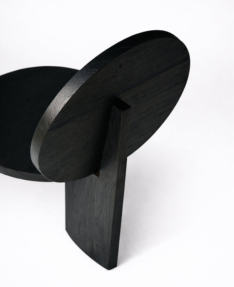Chair 00, angled view five, black satin teak dining chair