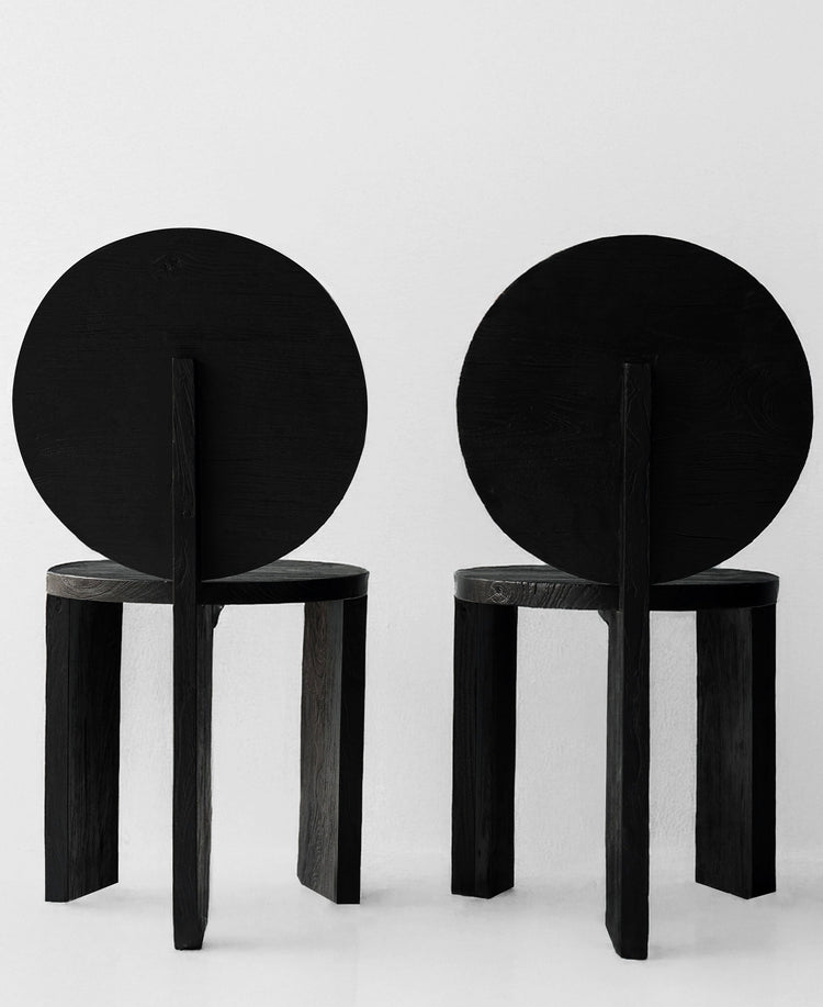 Chair 00, angled view seven, black satin teak dining chair