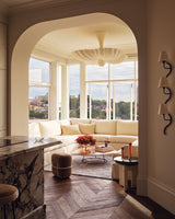 Moreau Hanging Light, lifestyle interior view, white resin pendant