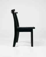 Primitive Chair, angled view, black and teak timber chair