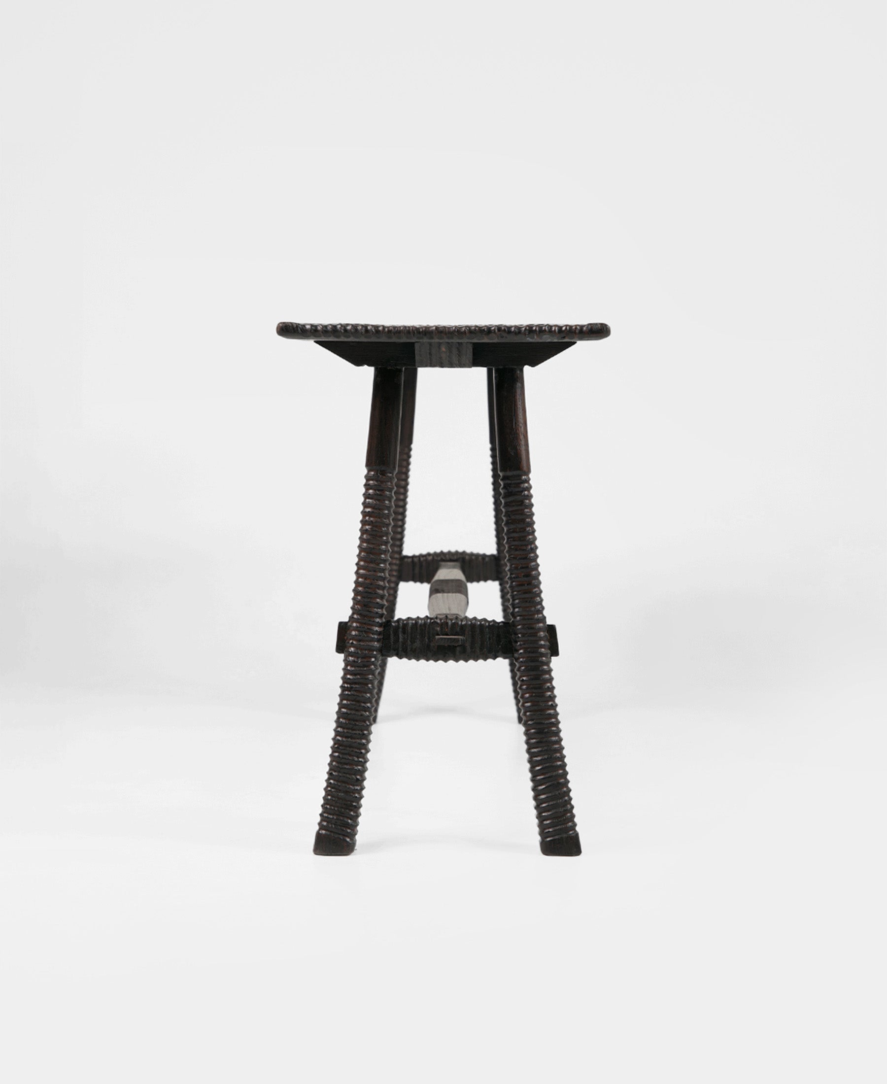 Maui Console, edge detail view, teak timber console table