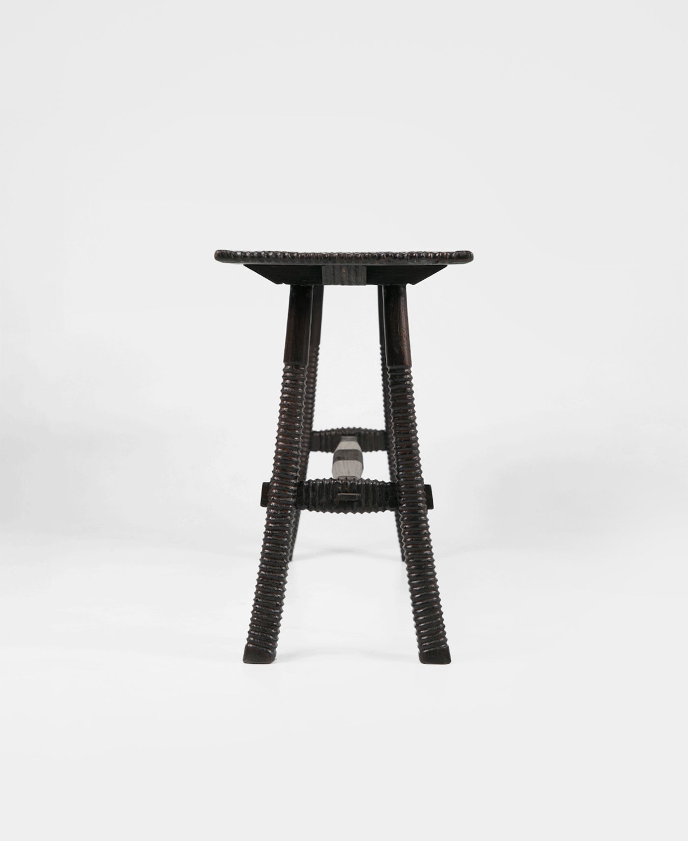 Maui Console, edge detail view, teak timber console table
