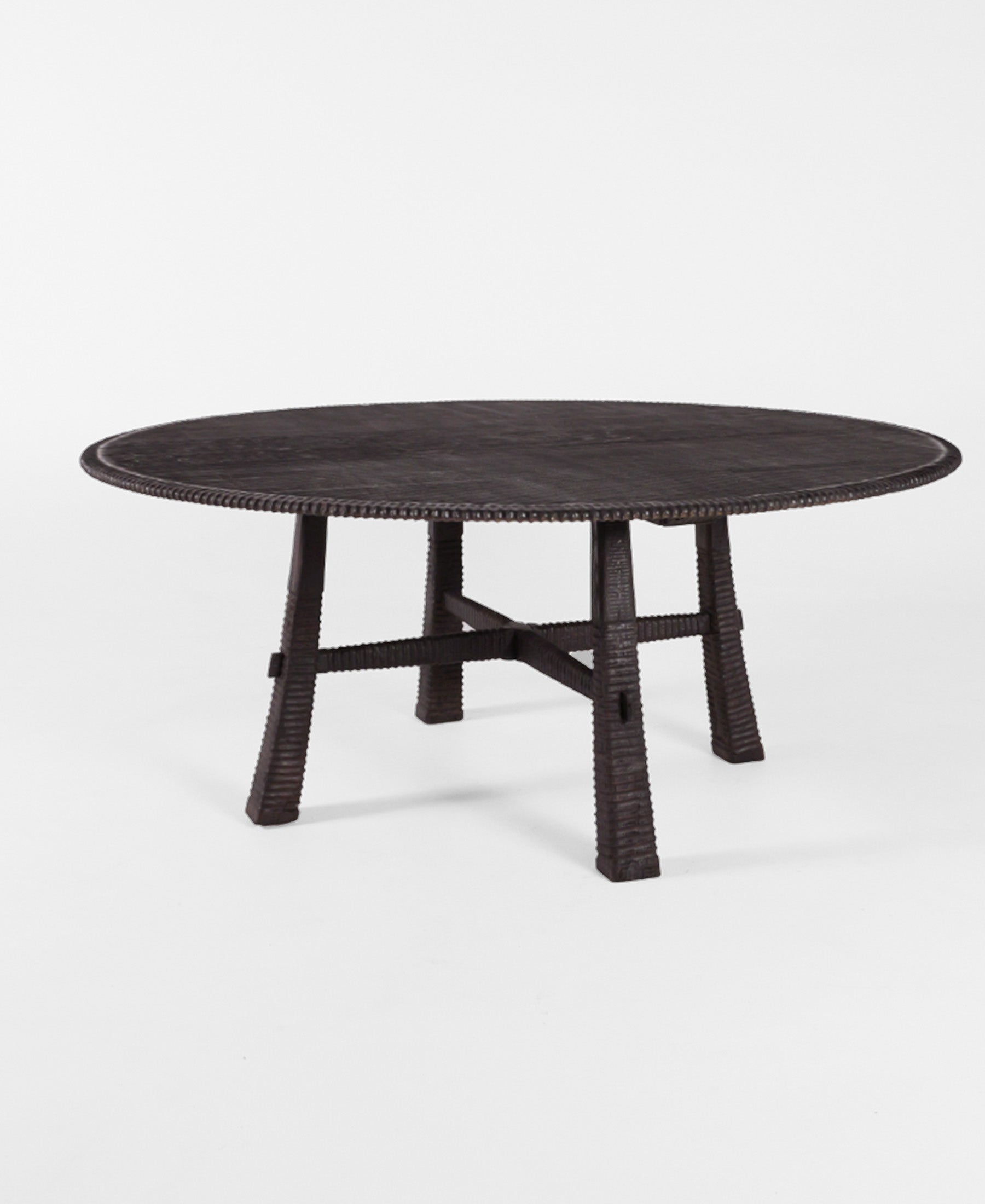 Maui Round Dining Table 1.8m, front view, teak timber
