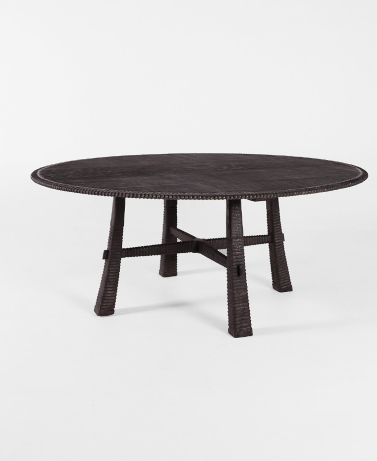 Maui Round Dining Table 1.8m, front view, teak timber