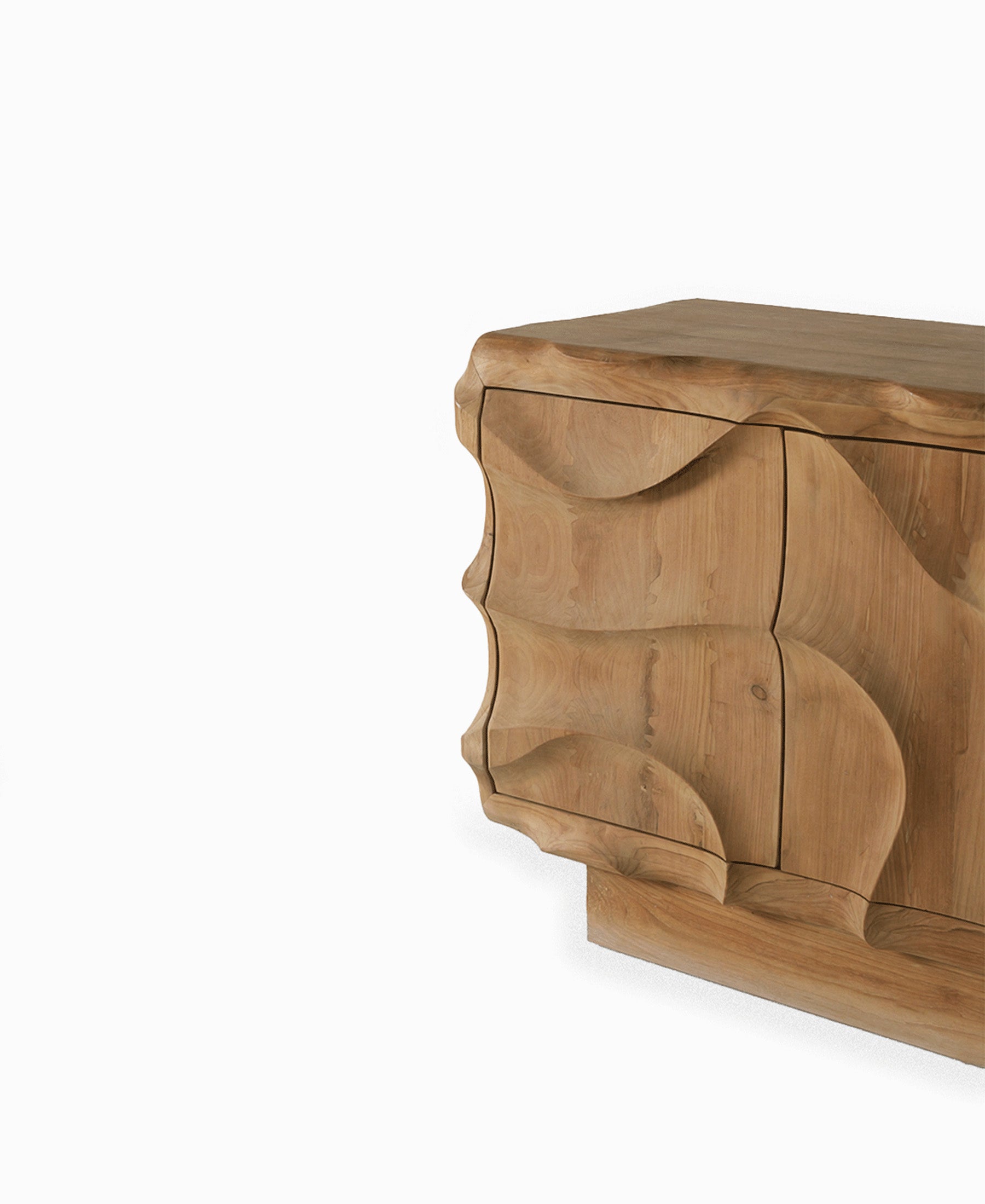 Morpheus Buffet Natural, studio front view, natural teak