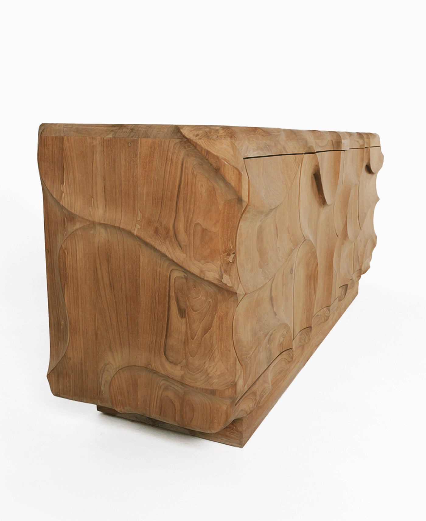 Morpheus Buffet Natural, studio angle view three, natural teak
