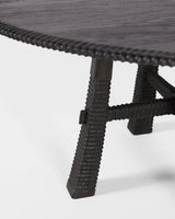 Maui Round Dining Table 1.5m, angled top view, teak timber