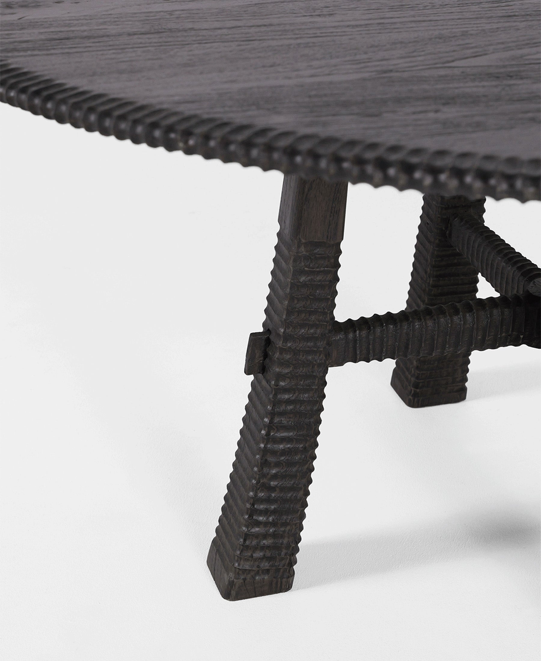Maui Round Dining Table 1.5m, angled top view, teak timber