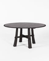 Maui Round Dining Table 1.5m, lifestyle view with setting, teak timber