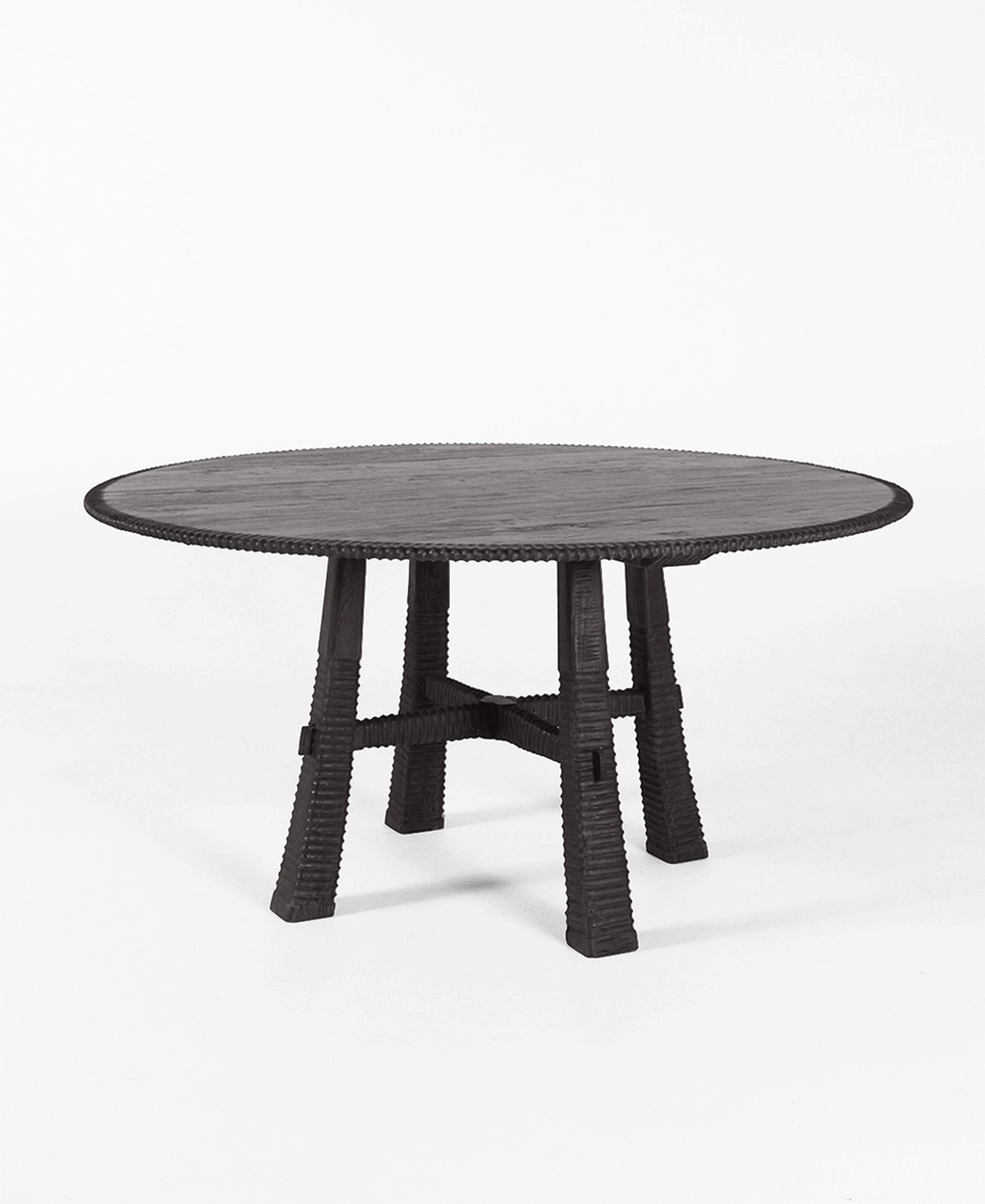 Maui Round Dining Table 1.5m, lifestyle view with setting, teak timber