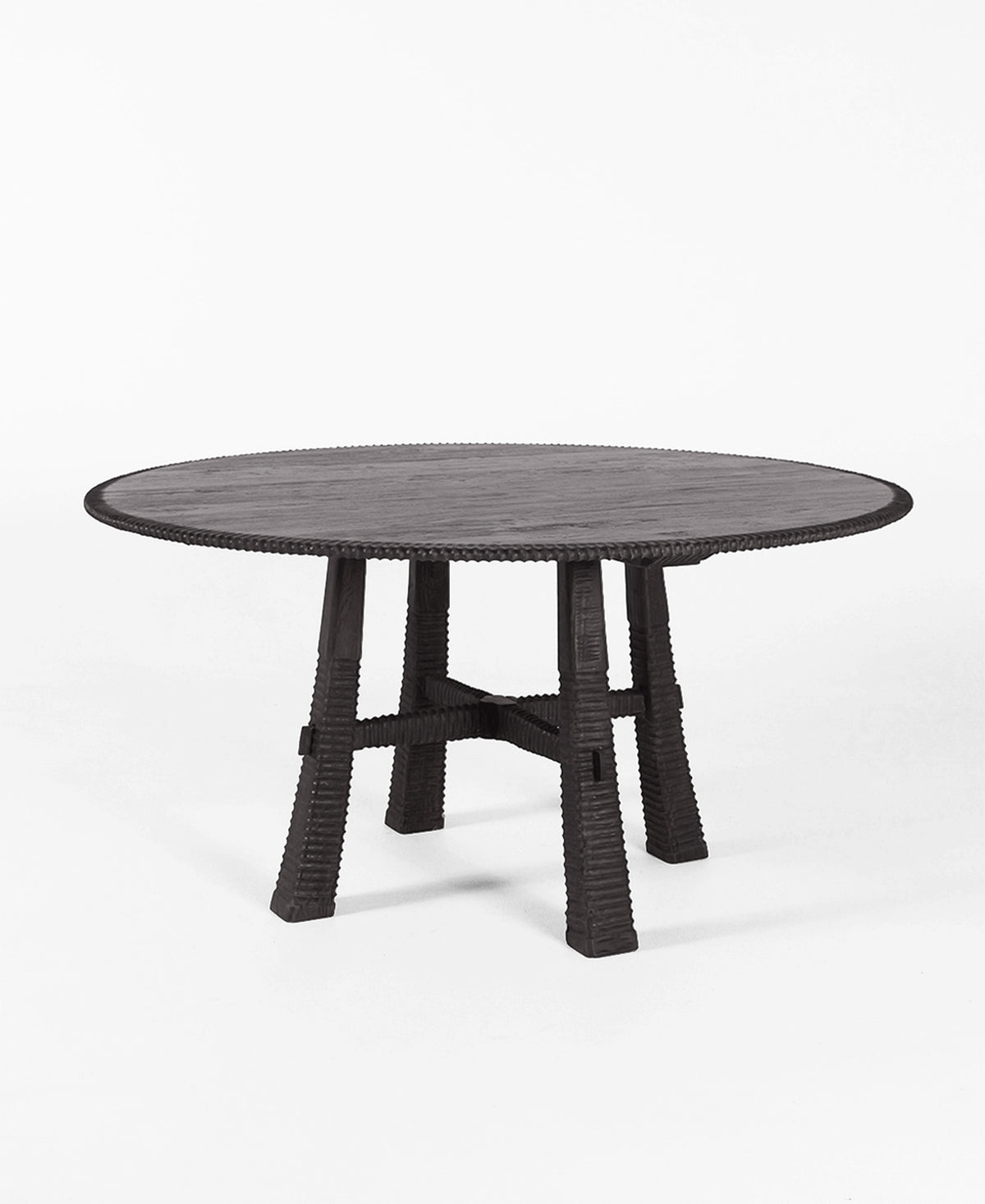 Maui Round Dining Table 1.5m, lifestyle view with setting, teak timber