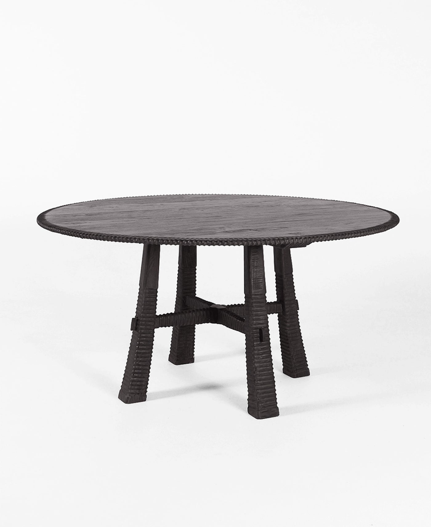 Maui Round Dining Table 1.5m, lifestyle view with setting, teak timber